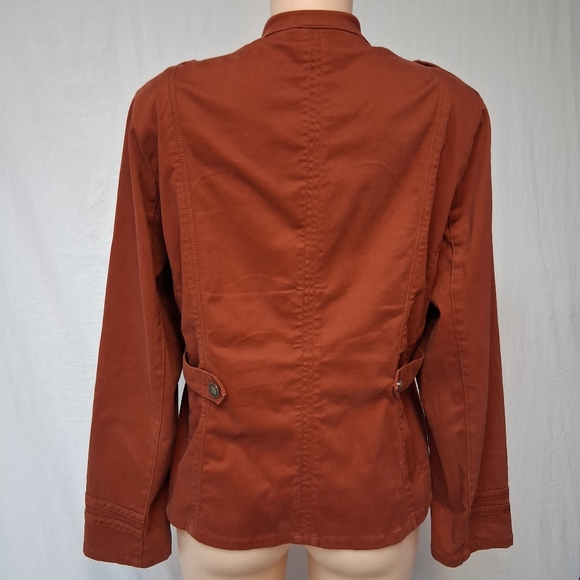Chico's Burnt Orange Military Jacket Size 2 Usa Size 12/14 - Picture 12 of 16